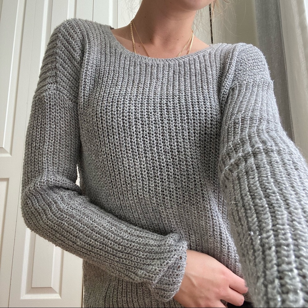 Hollister Sparkle Thread Silver Sweater